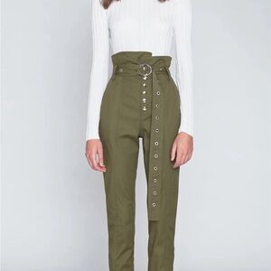 Marissa Webb Forest Green Belted High Waisted Trousers 6 New